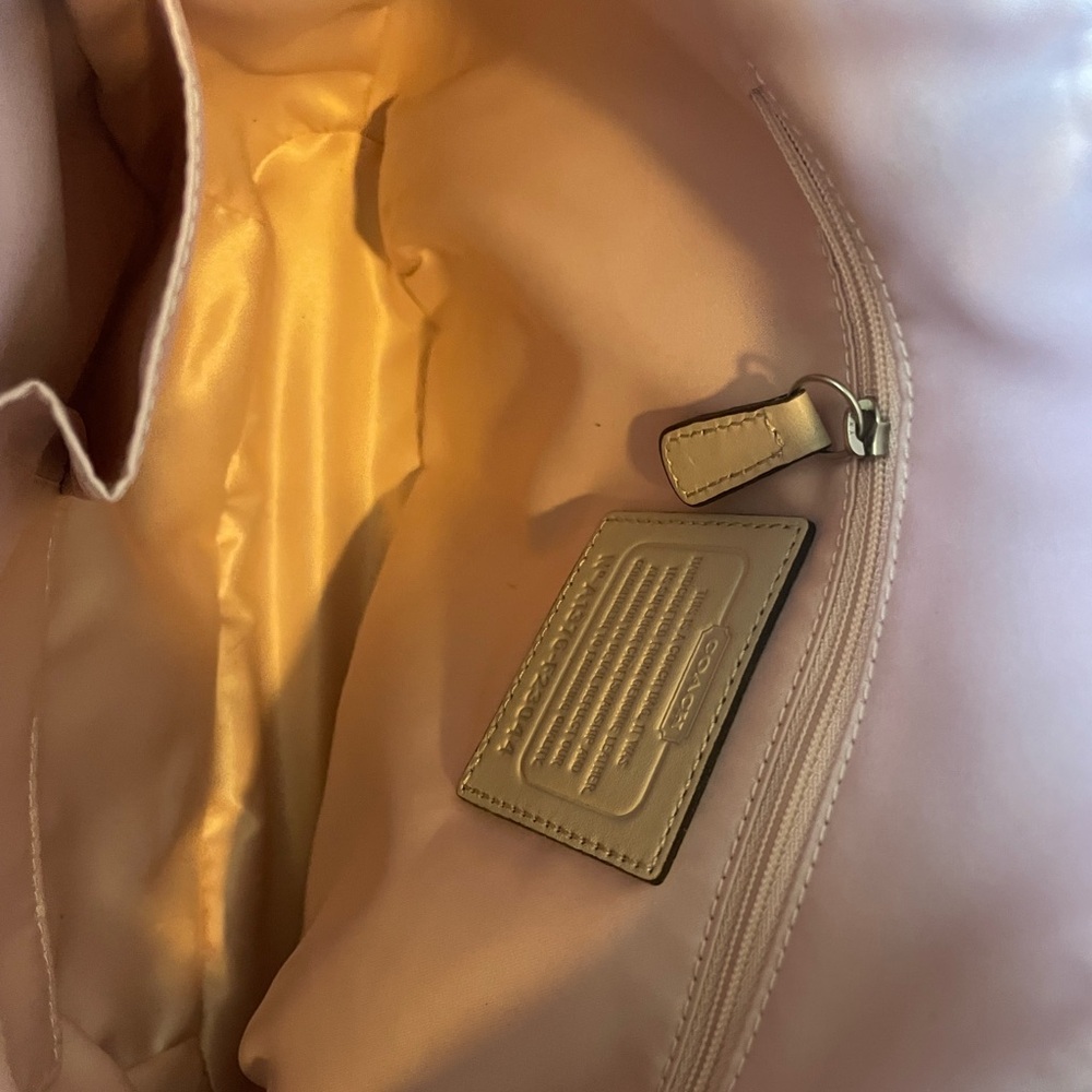 Coach Tan Shoulder Bag with Woven Texture - Picture 3 of 4
